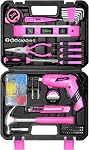 Pink Tool Set for Women,130 Piece Women's Tool Kit for Home with 3.6V Cordless Rechargeable Screwdriver,Household Basic Toolkits for New Home,Apartment,Dorm & DIY Projects