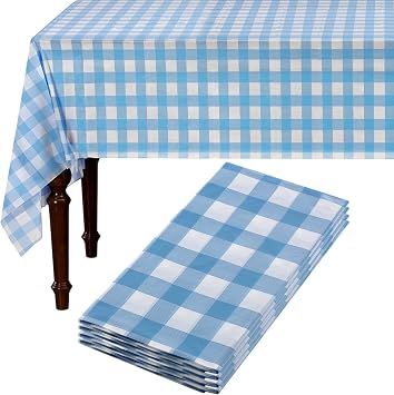 4 Pack Blue Gingham Tablecloth,Gingham Tablecloth Decor Perfect For Picnics