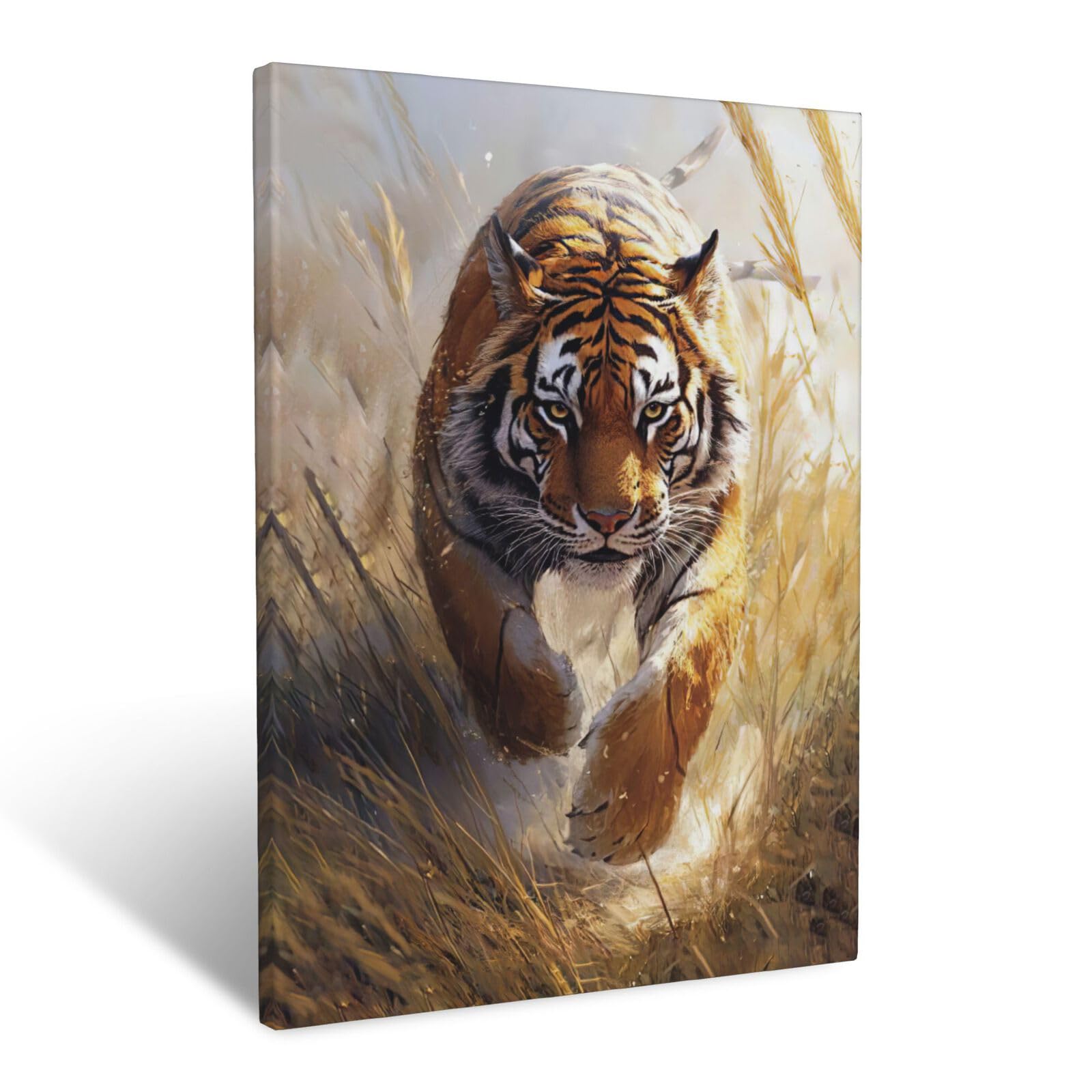 Tiger Canvas Wall Art for Bathroom Living Room Bedroom Office,Tigers Pictures Decor Painting Print Home Artwork Framed Decoration 12" x 16"