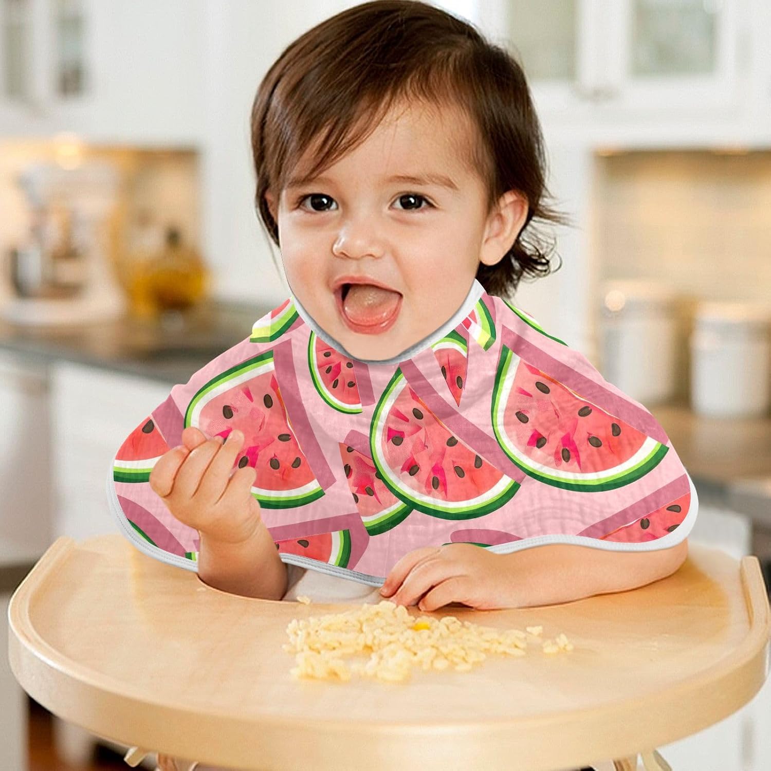 Cartoon Watermelon Muslin Baby Burp Cloths Feeding Cloths Face Towel Soft and Absorbent Bibs for Newborn Boys Girl- 4 Pack