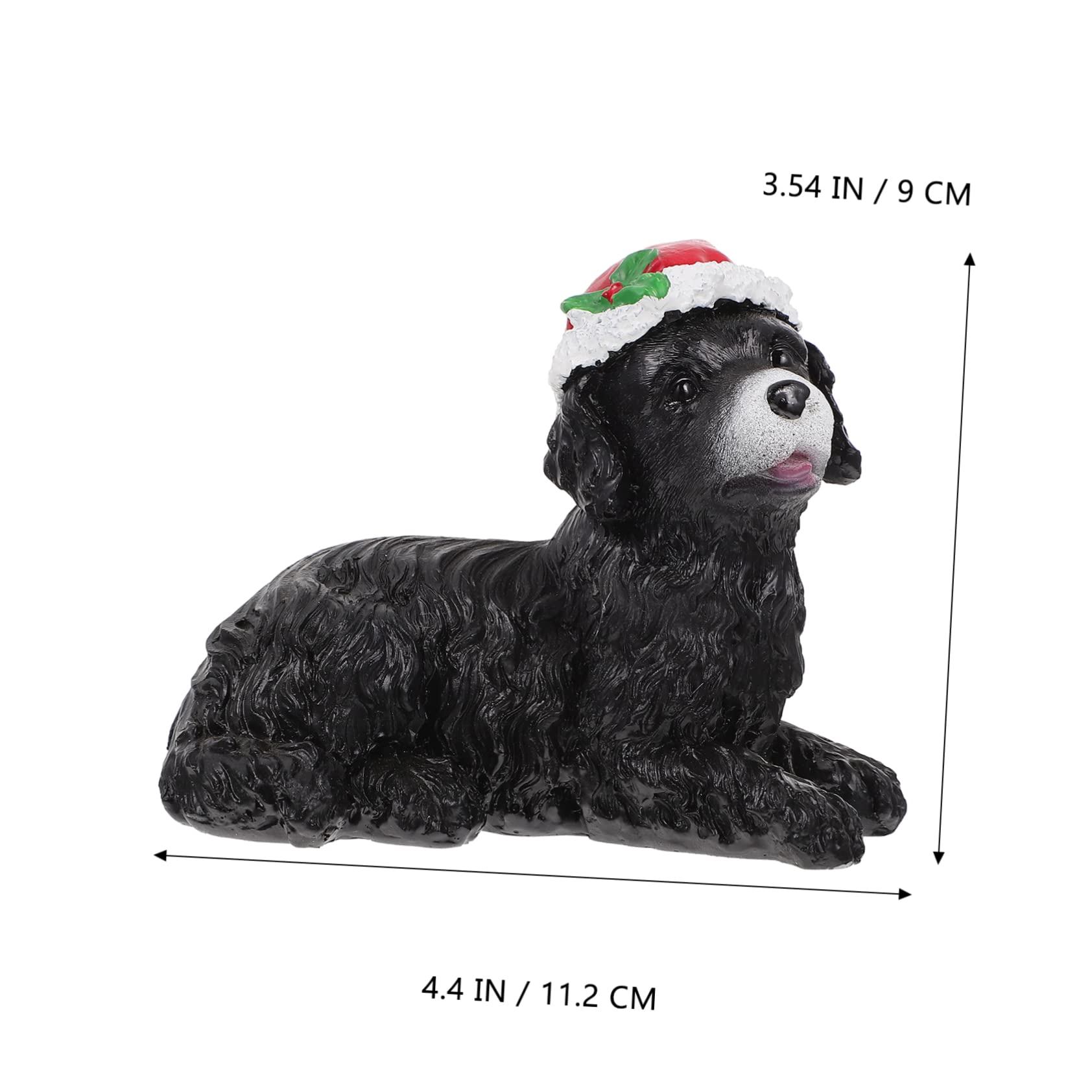 Amazon.co.jp: SEWACC クリスマス帽子かぶった黒い犬 樹脂製小さな犬の 