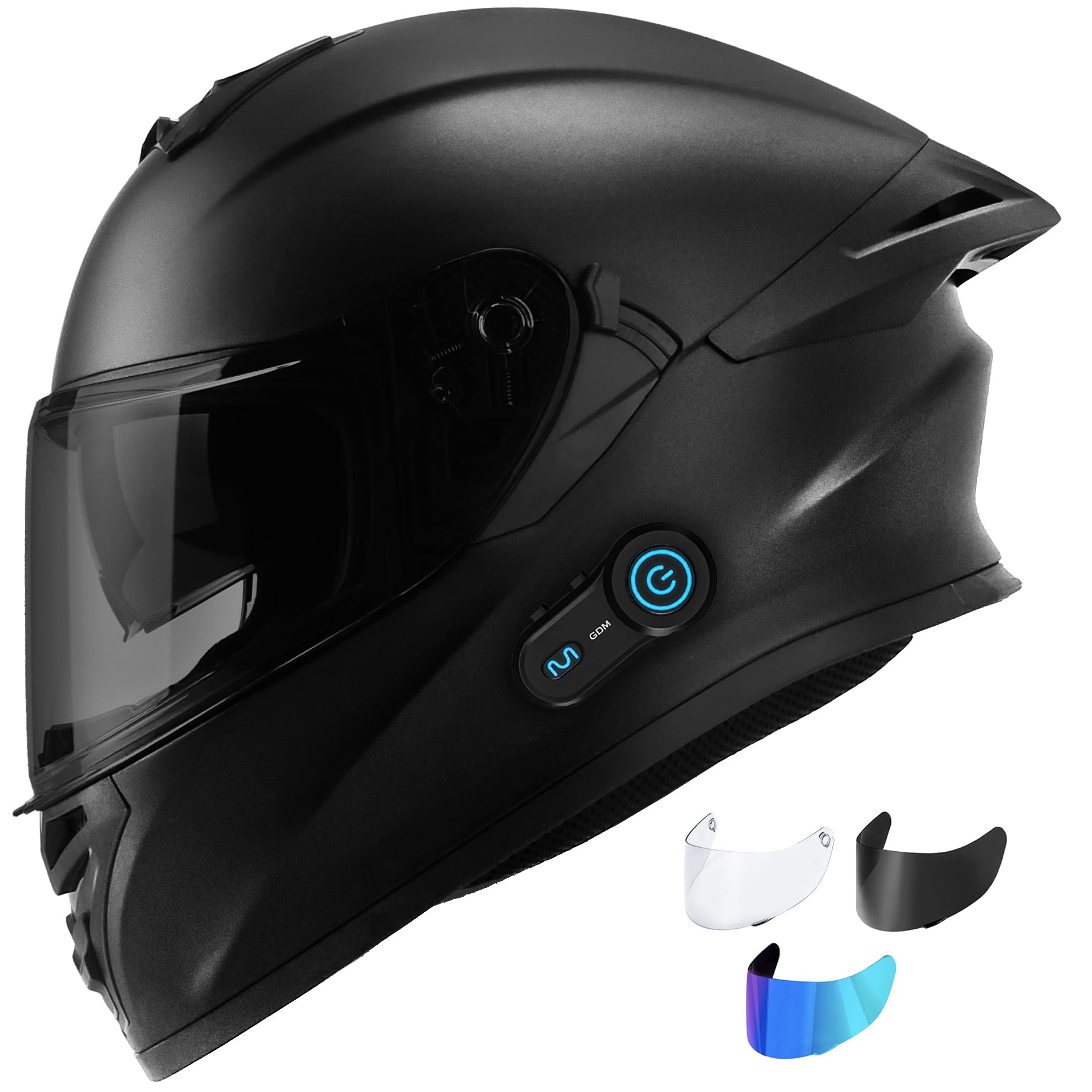 GDM Bluetooth Motorcycle Helmet Full Face with 3 Visors