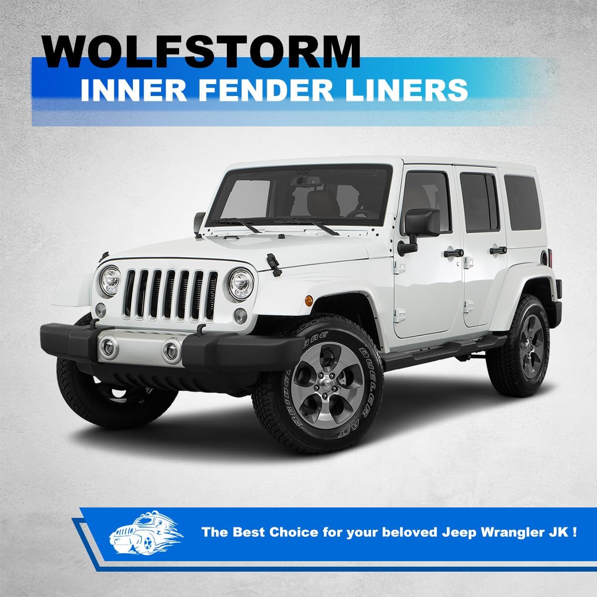 WOLFSTORM Front Inner Fender Liners Fit For 2007-2018 Jeep Wrangler JK/JKU 2018-2022 Jeep Wrangler JL/JLU 2/4-Doors