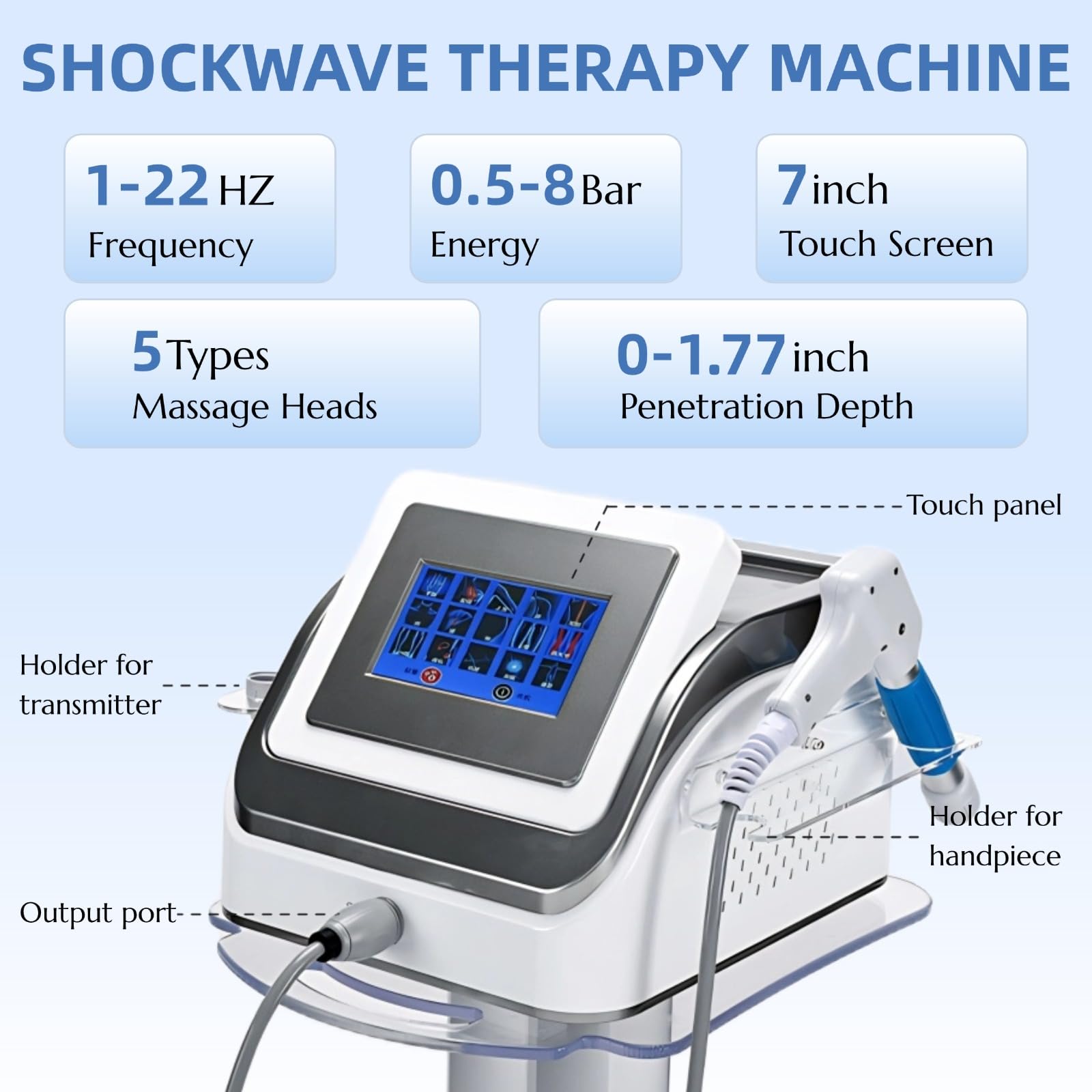 Shockwave Therapy Machine, Extracorporeal Shock Wave Therapy Device Relieve Body Muscle and Joints Pain, Painless Non-Invasive No Side Effect Physical Therapy Massager for Back Waist Leg Golf Elbow