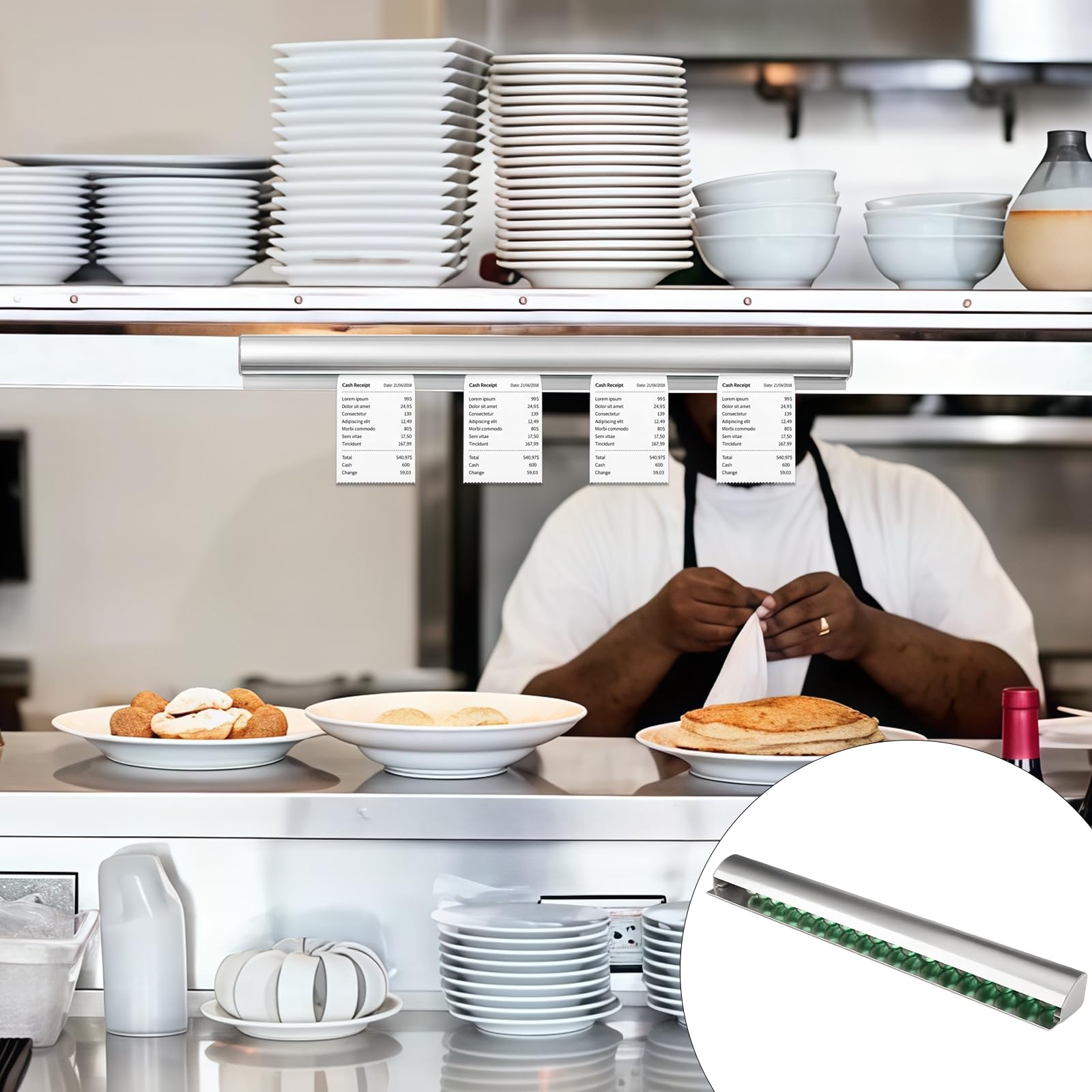 2 sztuki samoprzylepnych listew bonowych, 30 cm, uchwyt na bilety do restauracji, na notatki, listwa zaciskowa, uchwyt na bony, do gastronomii, do kawiarni, pubów, barów