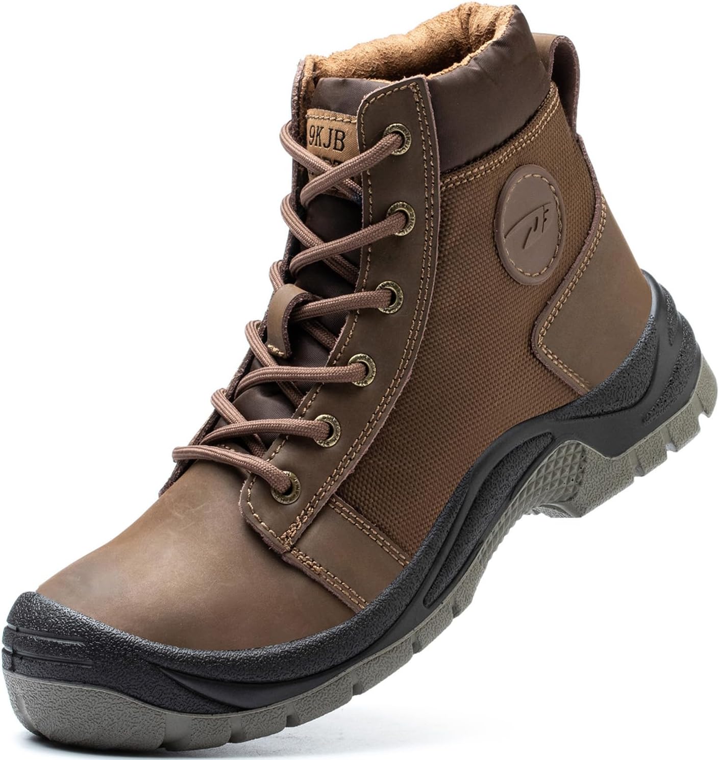 Women's Steel Toe Work Boots Safety Shoes Genuine Leather Snow Hiking Boots Nonslip Construction Work Sneakers