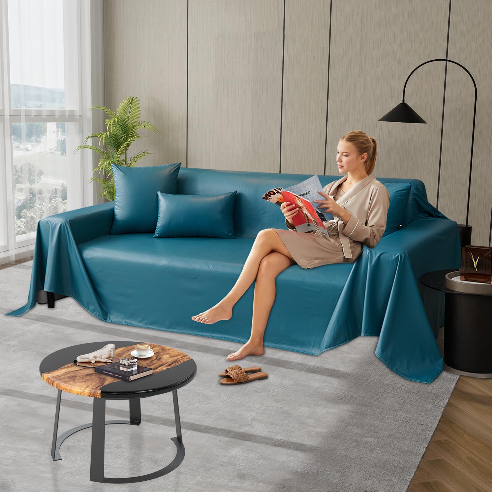Copridivano Impermeabile 1 2 3 4 Posti, Fodera Antiscivolo per Divani Stagionale, Lavabile Copertura Divano per Cani e Gatti, Protezione per Mobili in Salotto (Blu scuro,180X340cm)