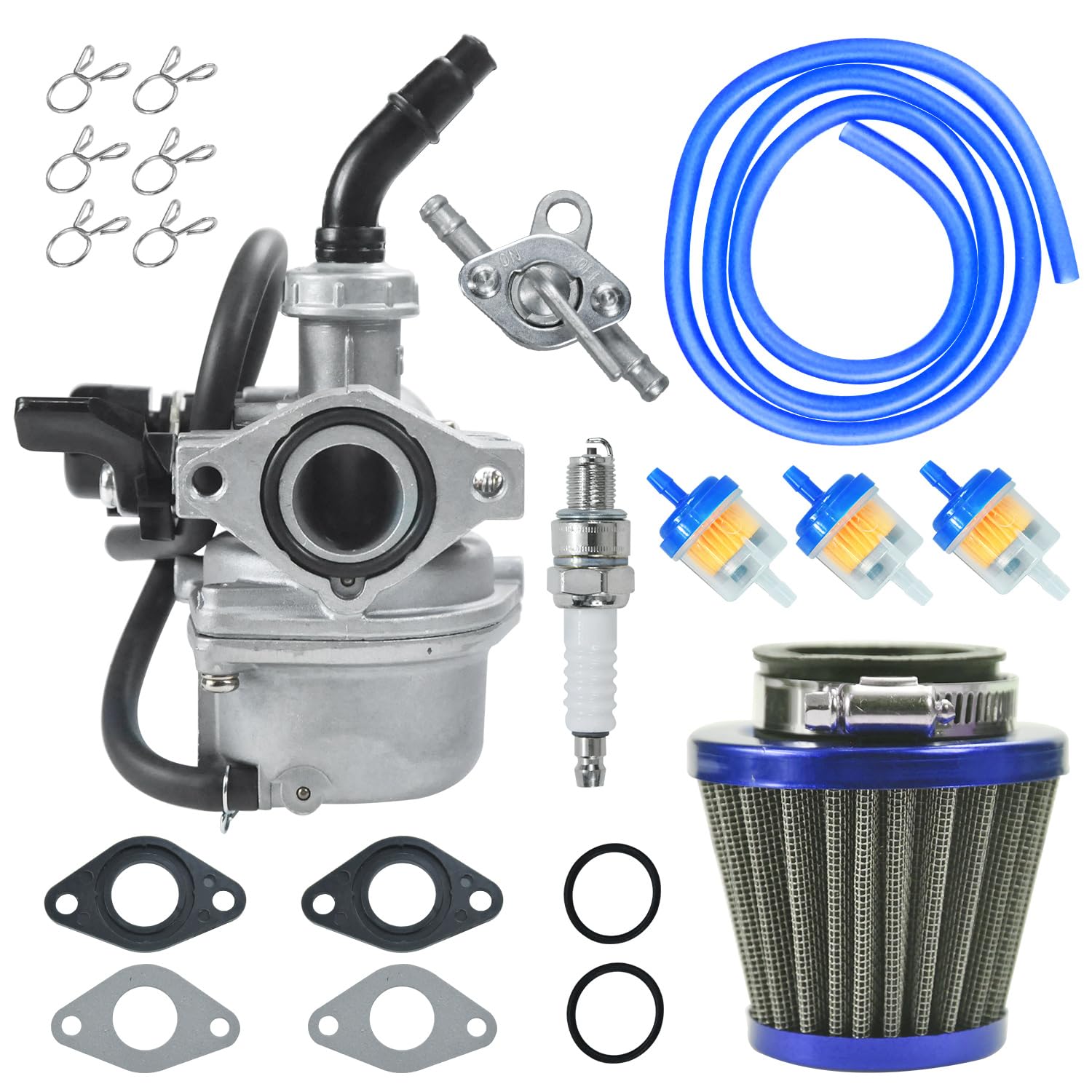 HOLATO PZ19 Carburetor Carb Air Filter Fuel Line Kit for 50cc 70cc 90cc 110cc 125cc Tao Tao GK110 Baja SSR Apollo Coolster Chinese Kids Four Wheeler