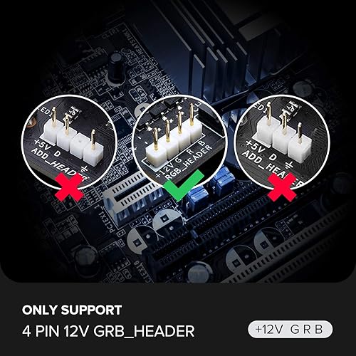 Vista 3 de BTF-LIGHTING PC RGB Strip 4PCs 19.7in para 12V 4Pin LED Headers para ASUS Aura Sync, Gigabyte RGB Fusion, MSI Mystic Light