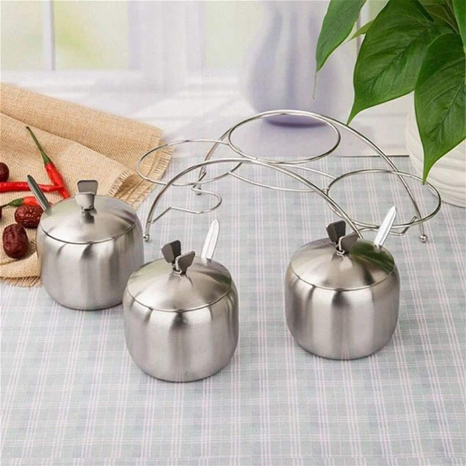 SAeWare Estante de especias de acero inoxidable para especias, organizador de condimentos, estante de cocina, plateado, 36 cm, plateado, 27 cm