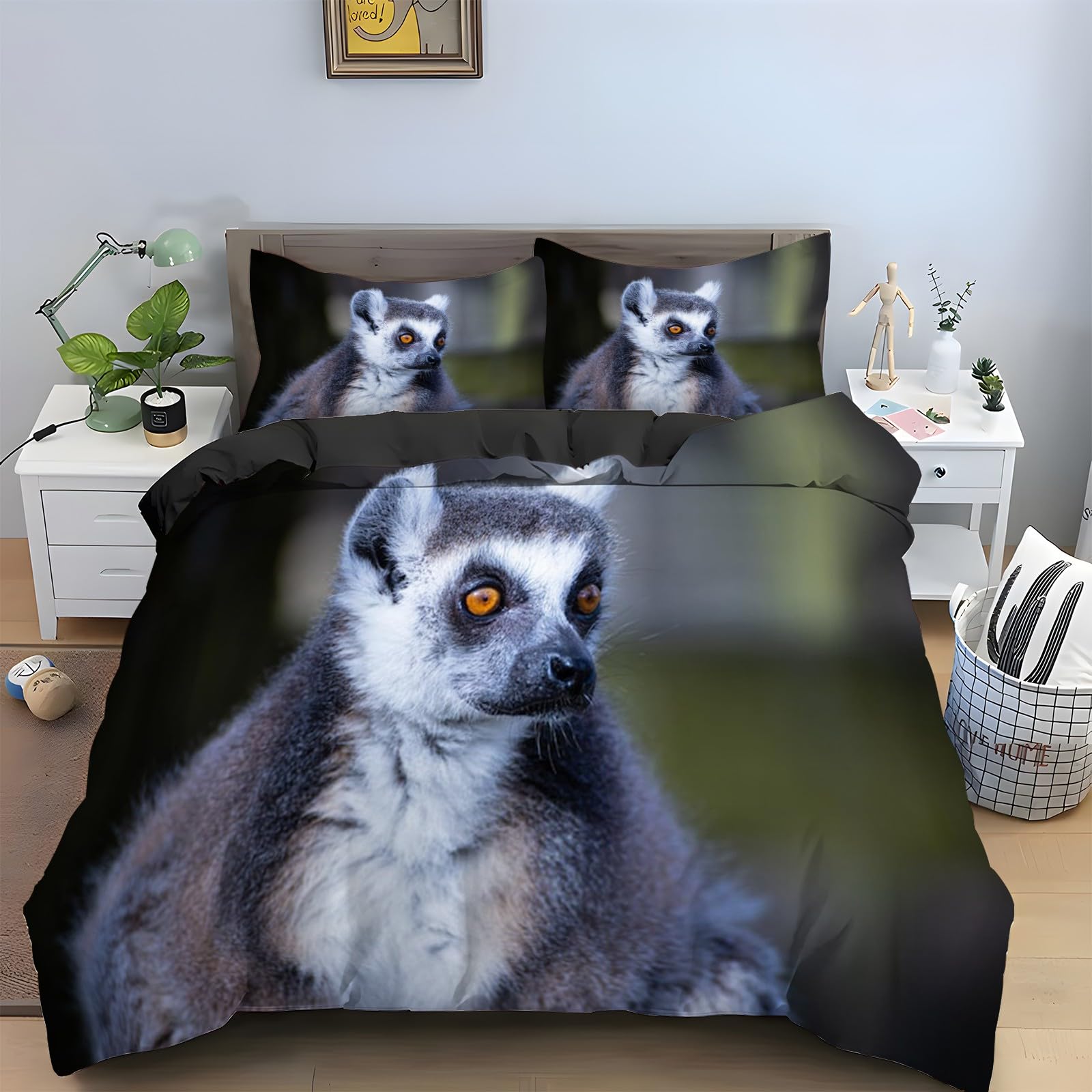 Housse de couette suricate 240x260 anti-glisse en microfibre douce zippée