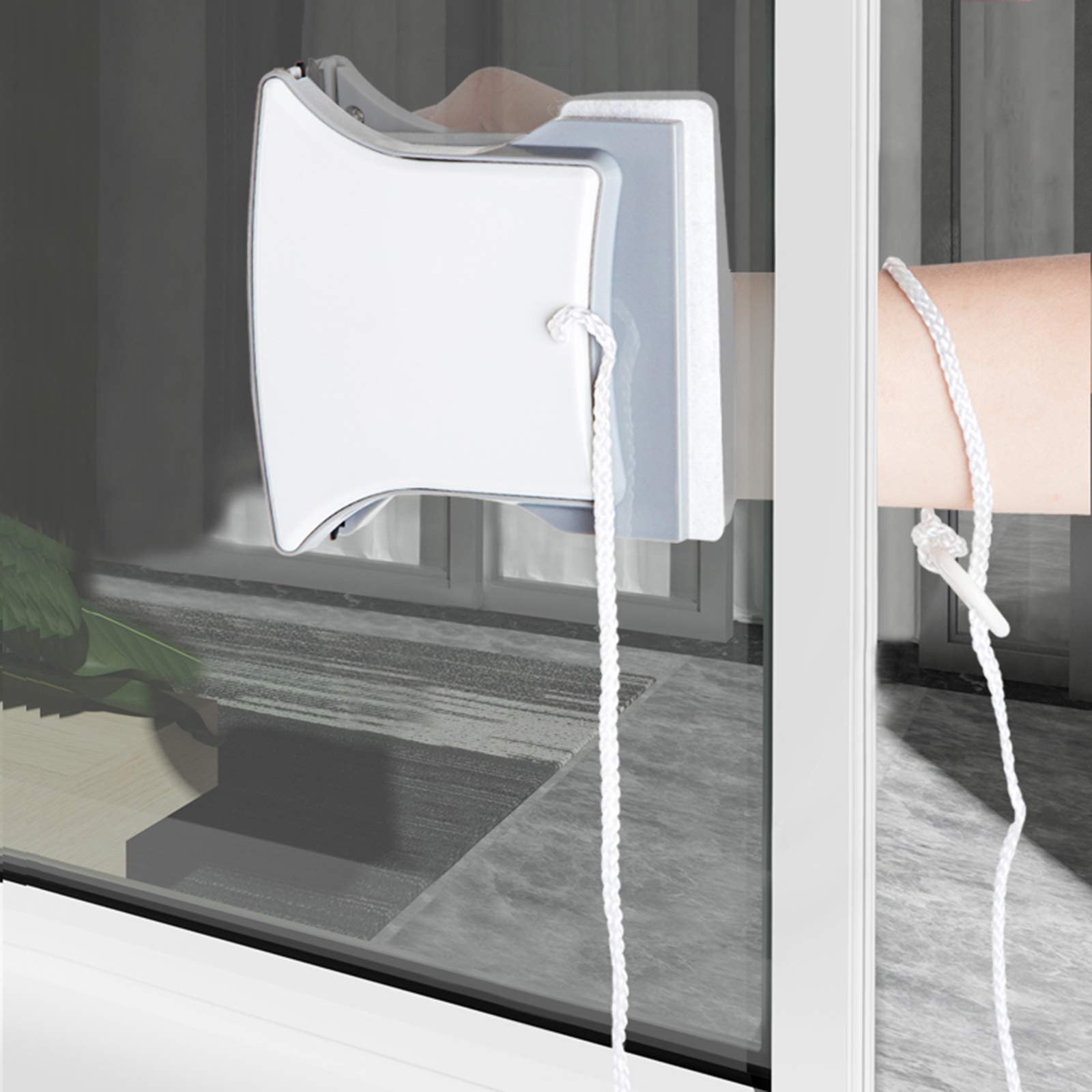 Limpiador de Ventana Magnético con Cuerda Anti-caída, Anti-pellizco, Limpiador de Cristales de Limpiaparabrisas para Ventanas de Acristalamiento de 16-30mm de Grosor