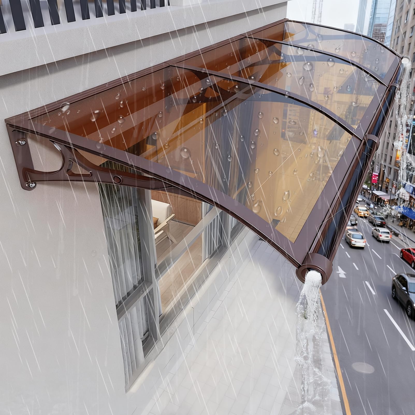 GJMSSMY Outdoor Door Canopy, Entryway Awning, Polycarbonate & Aluminum Shelter, Rain, Snow & Sun Protection, Easy Installation (60x250cm)