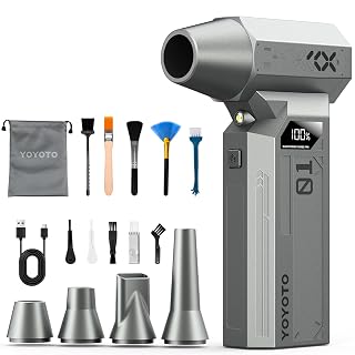 Compressed Air Duster, 150000RPM Electric Air Duster with LED Display & Brushless Motor, 4-Gear Air Blower Rechargeable with LED Light, Cordless Turbo Fan for Computer, Keyboard, Car, Home, Outdoor - Amazon product rated Grade A