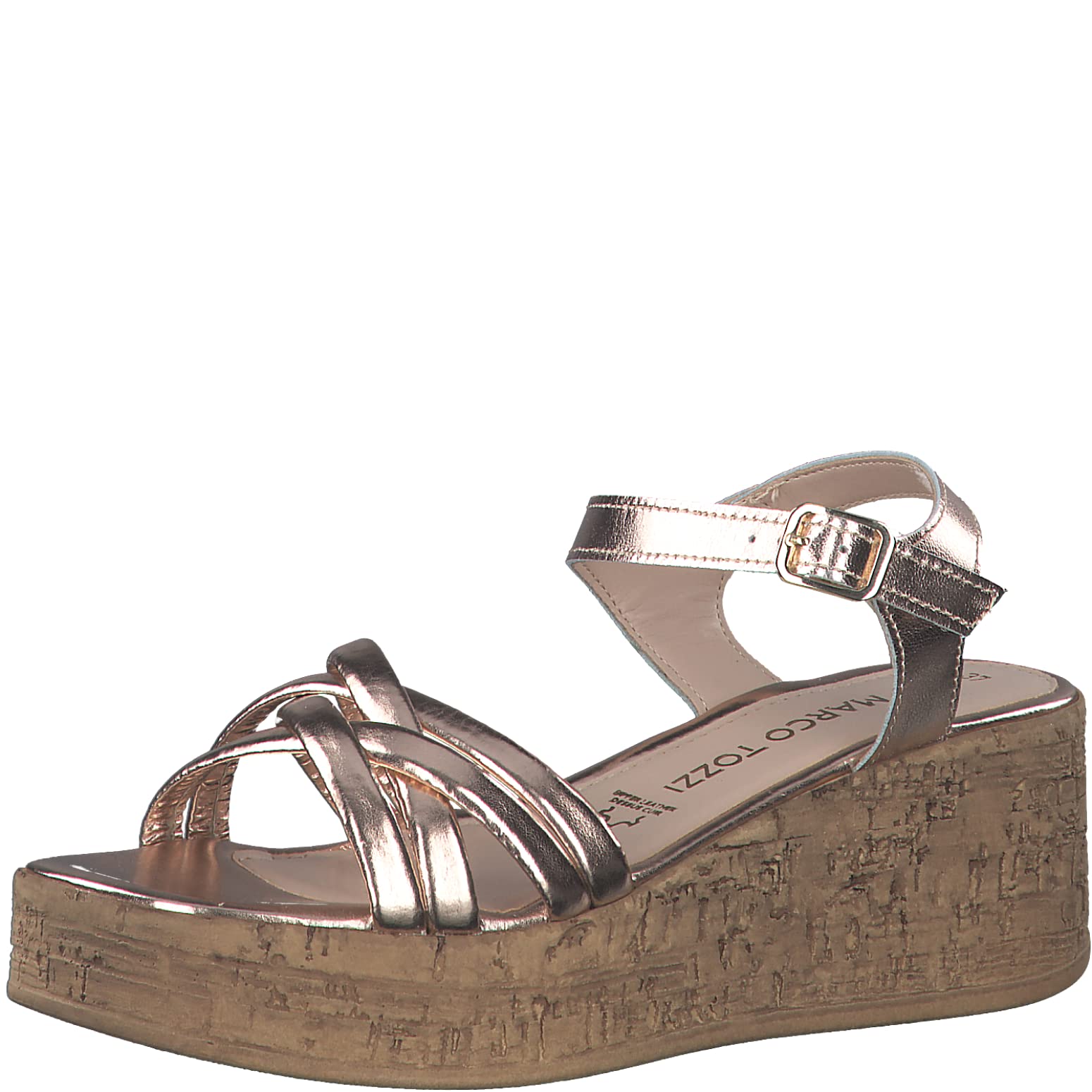 MARCO TOZZI Women's 2-2-28395-20 Wedge Sandals, Metallic rose, 6 UK