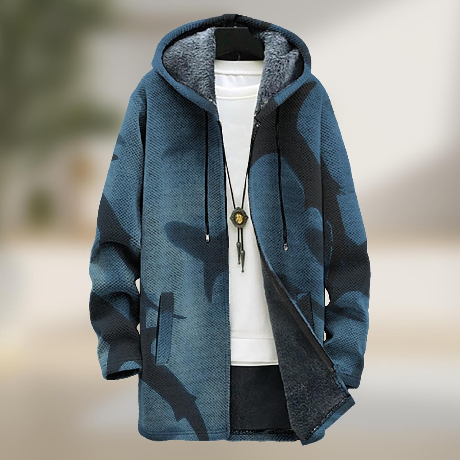 Western Big and Tall Mens Full-Zip Fleece Lined Jacket Bold Artistic Print Comfy Travel Daily Vacation Coat - Image 2