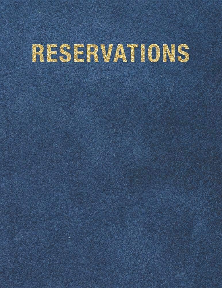 Reservations: Reservation Book For Restaurant | 2019 365 Day Guest Booking Diary | Hostess Table Log Journal | Blue Printed Leather