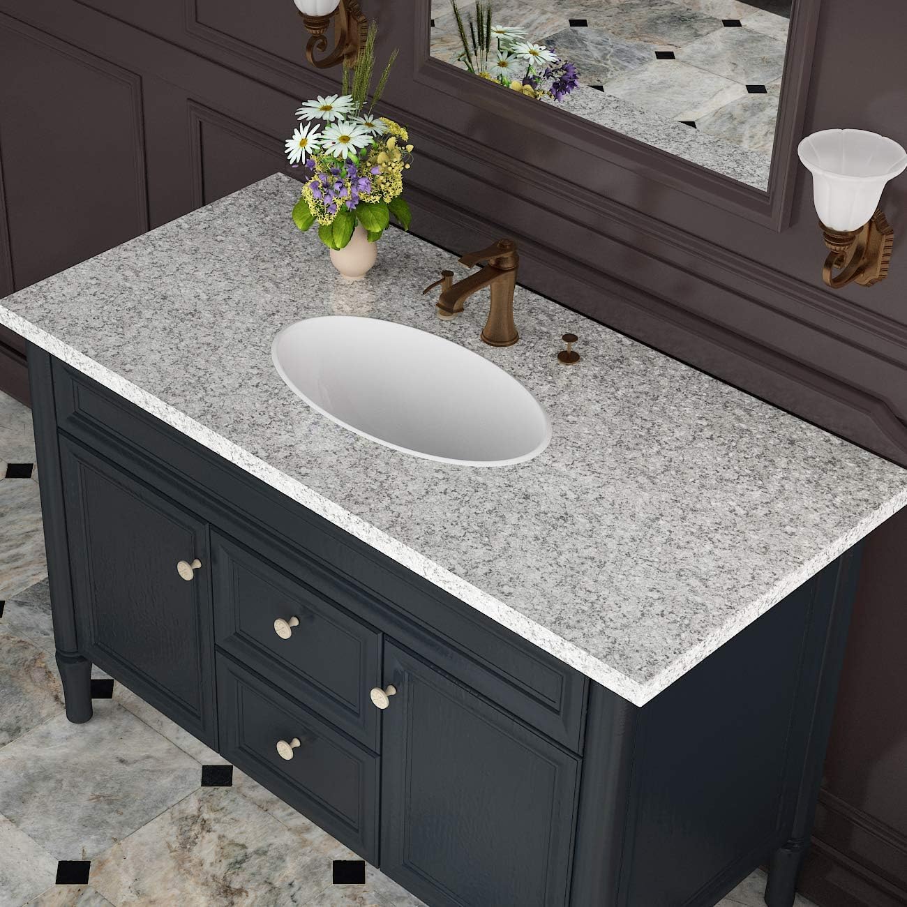 Livelynine 24 x 197 Inch Wide Granite Countertop Contact Paper Waterproof Gray Granite Peel and Stick Countertops Waterproof Wallpaper for Bathroom counter top covers for kitchen Table Desk Vinyl Wrap