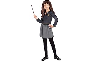 Harry Potter Hermione Girls with Wand and Wig School Party Costume Role Play