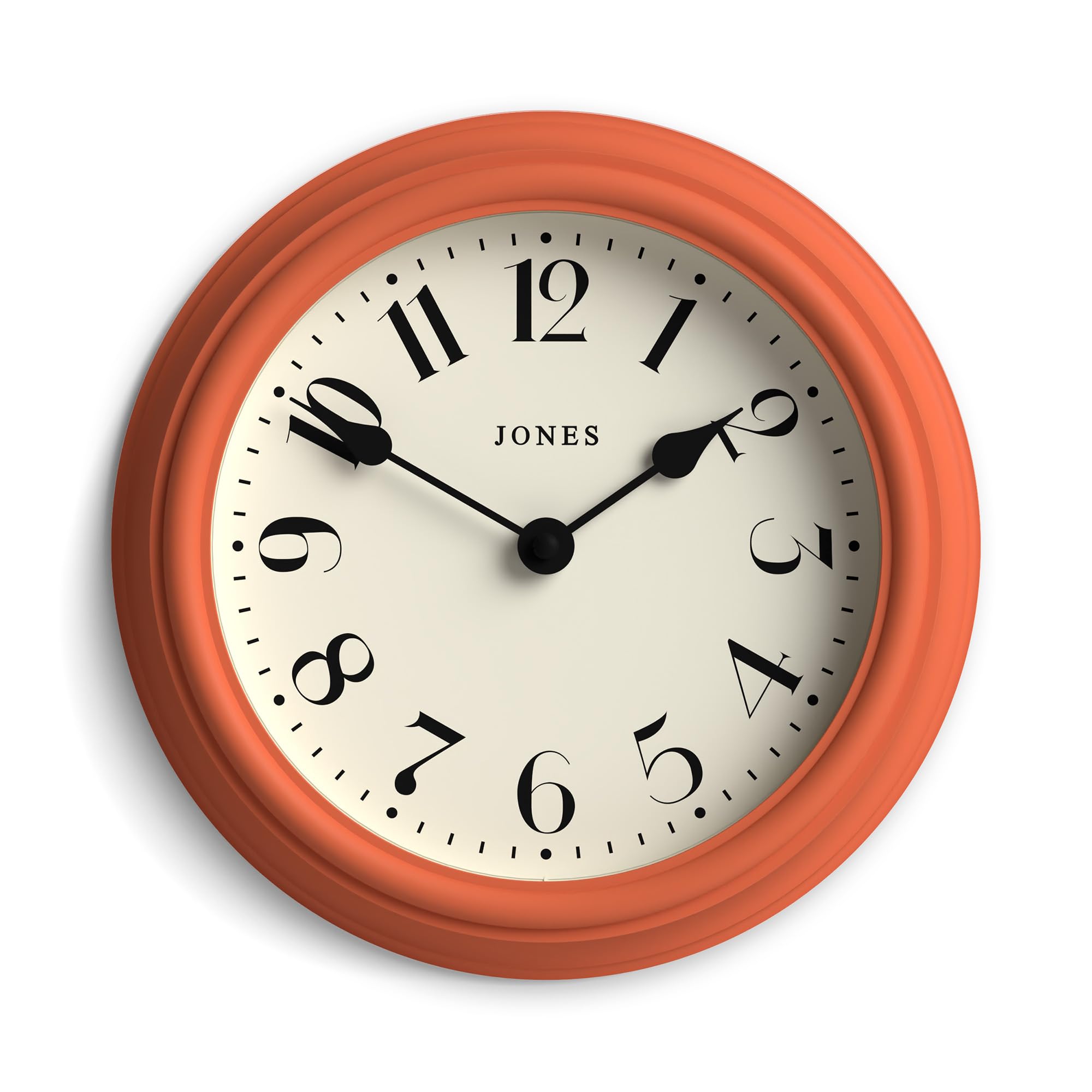 Jones Clocks® Frieze wall clock, Terracotta Orange, 23 x 23 x 4.5 cm