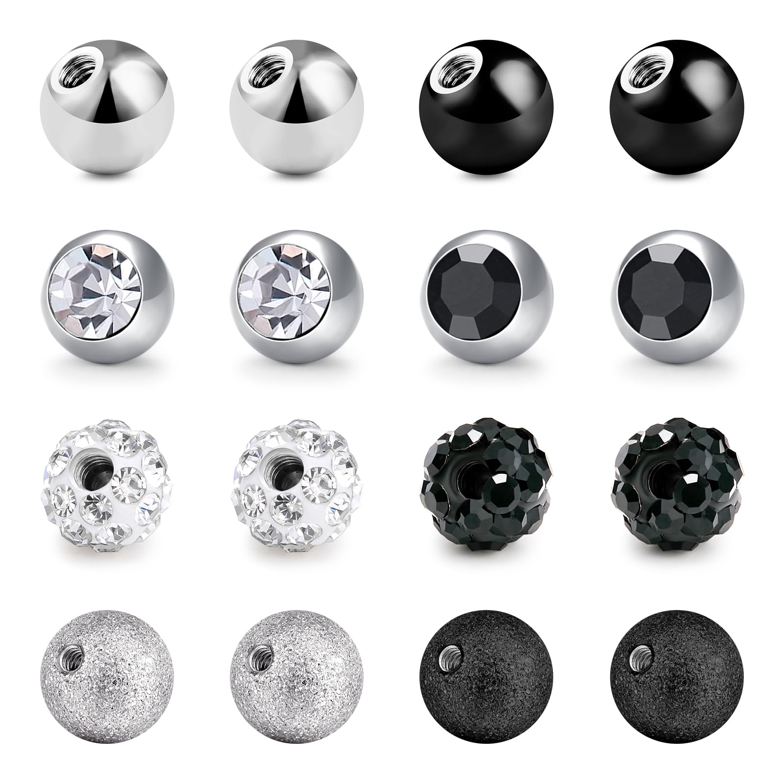 Chic-Net Orecchini A Sfera In Acrilico Con Stella Rosa – 6 Mm, Acciaio Inox Nickel-Free, Unisex (Rosa/Nero) - 2
