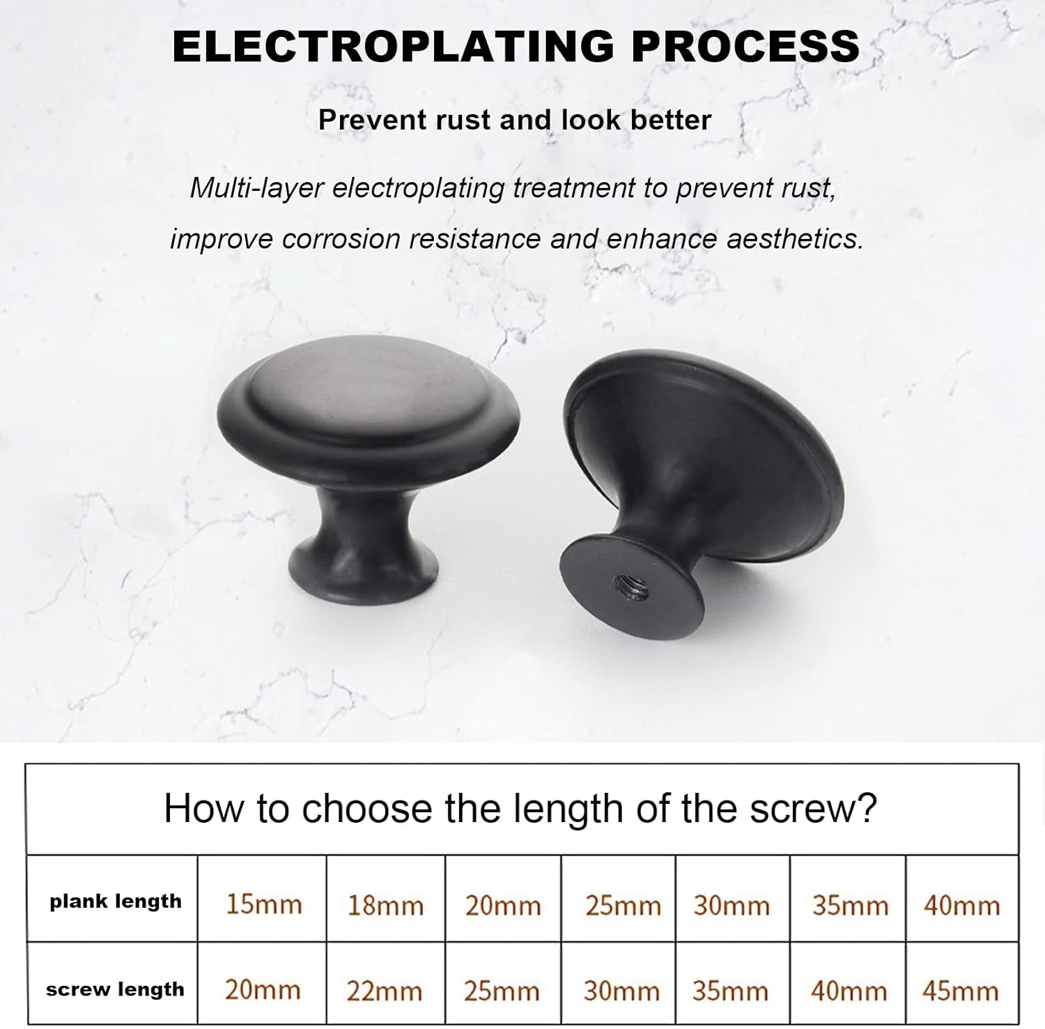 40 Pieces Kitchen Cabinet Knobs Round Cabinet Pulls Mushroom Handle Bathroom Cabinet Knobs Dresser Knobs with Screws Perfect Kitchen Cabinet Hardware (Black)