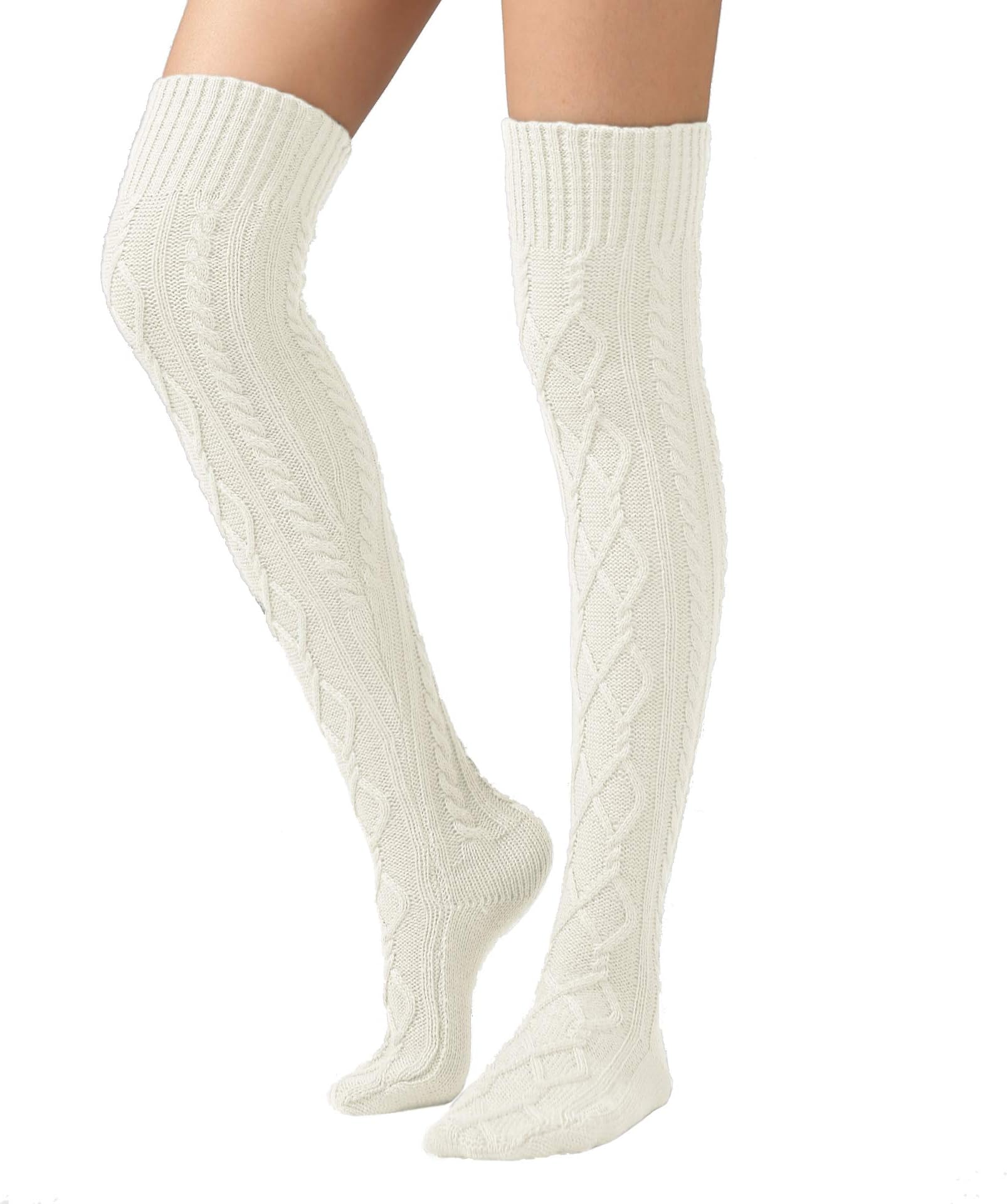 Women's Cable Knit Thigh High Boot Socks Extra Long Winter Stockings Leg Warmers