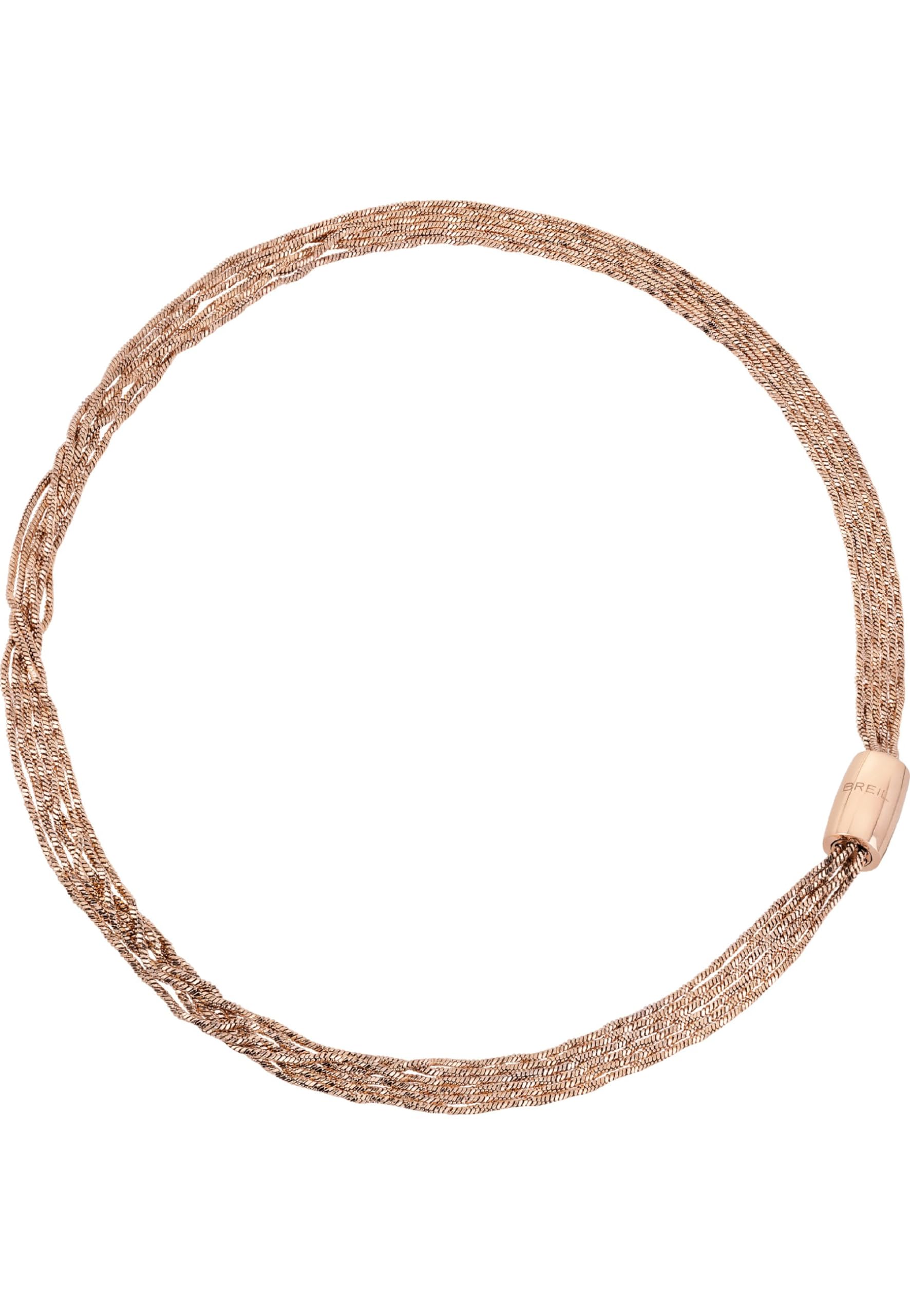 Breil, Collezione Magnetica System, Collana Donna, Elemento Medium Ray of Light, Girocollo in Acciaio IP Rose Lucido con 6 Catene Ritorte, Chiusura Magnetica, Lunghezza 45 cm, Idea Regalo Donna