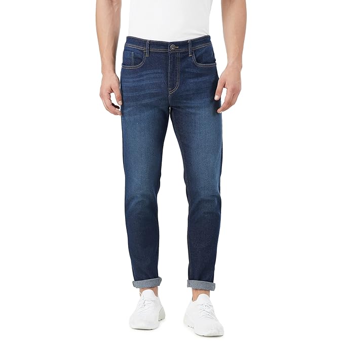 INKD Mens Contrast Stitch Stretchable Slim Fit Jeans at Rs. 406