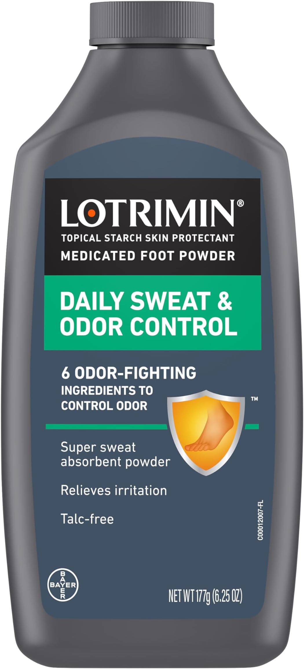 Daily Sweat & Odor Control Medicated Foot Powder - Antifungal Formula for Lasting Relief from Foot Odor, 6.25 Ounce (177 Grams) (Packaging May Vary)
