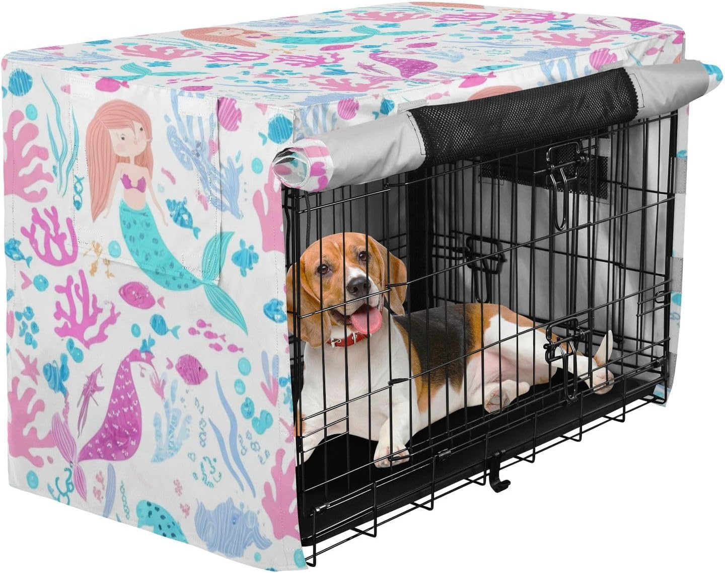 Cute Otter Surfing Funny Dog Crate Covers Breathable, S-XL Windproof Crate Cover for Dog, Large