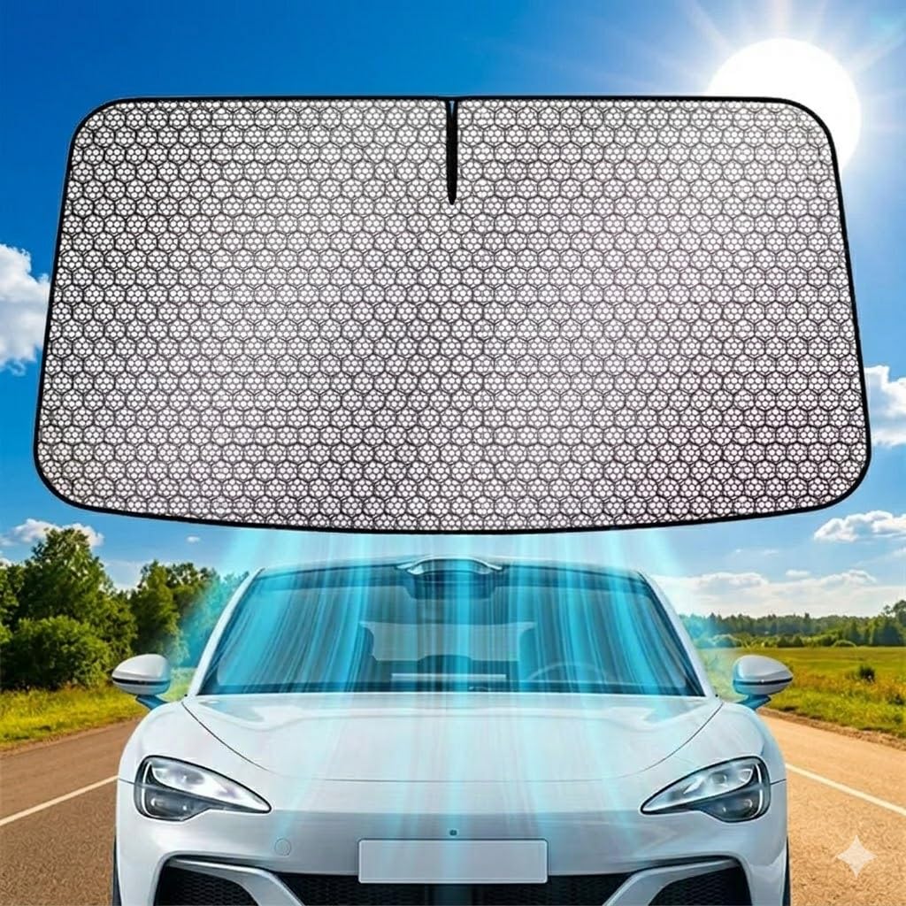 Tryagat Car Windshield Sunshade for Skoda KODIAQ 2 (5-Sitzer) 2024-2026, Graphene Ice Silk Interior UV Protection Heat Shield Foldable Front Window Cover Durable,M