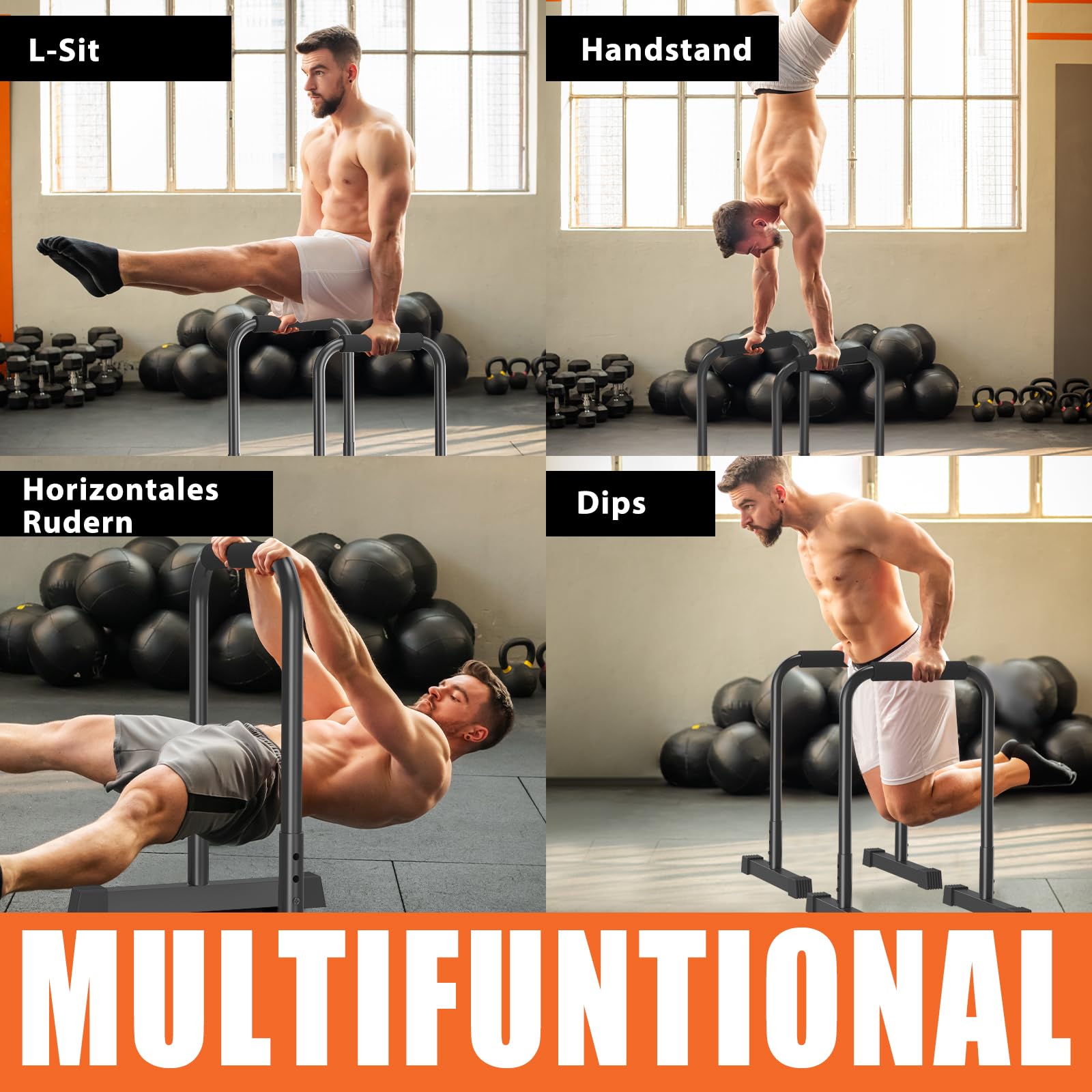 DH FitLife Dip Barren Bars | Dip Stange & Verstellbare Dip-Station 80-90 cm | Parallettes für Calisthenics & Krafttraining | Stabil & Sicher | Indoor & Outdoor Fitness Equipment