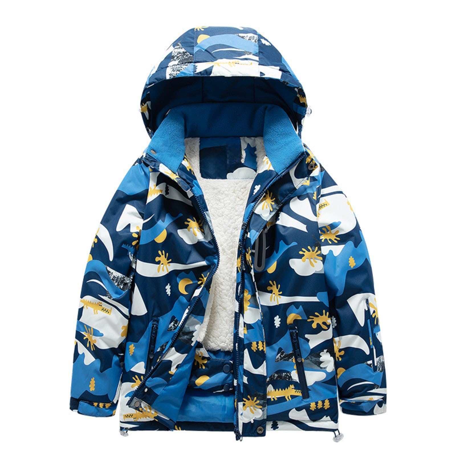 Veste de ski imperméable avec doublure en polaire – Manteau d'hiver chaud à capuche pour enfants – Imperméable et coupe-vent – Vêtements d'extérieur épais