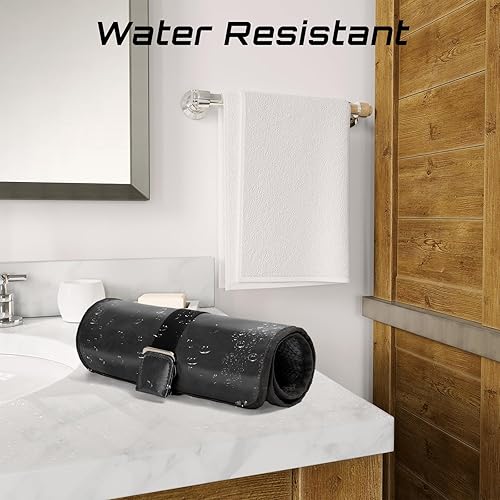 Miniatura 7 de GUZINC Neceser para hombre, bolsa de aseo de viaje, organizador de viaje colgante para hombres, resistente al agua, bolsa de afeitar de piel