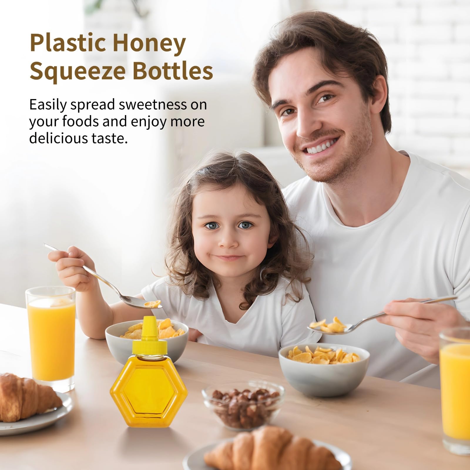 32 Stück transparente Kunststoff-Honigquetschflaschen, nachfüllbare Honiggläser mit Deckel, perfekt für Gewürze und Saucen, 200 ml