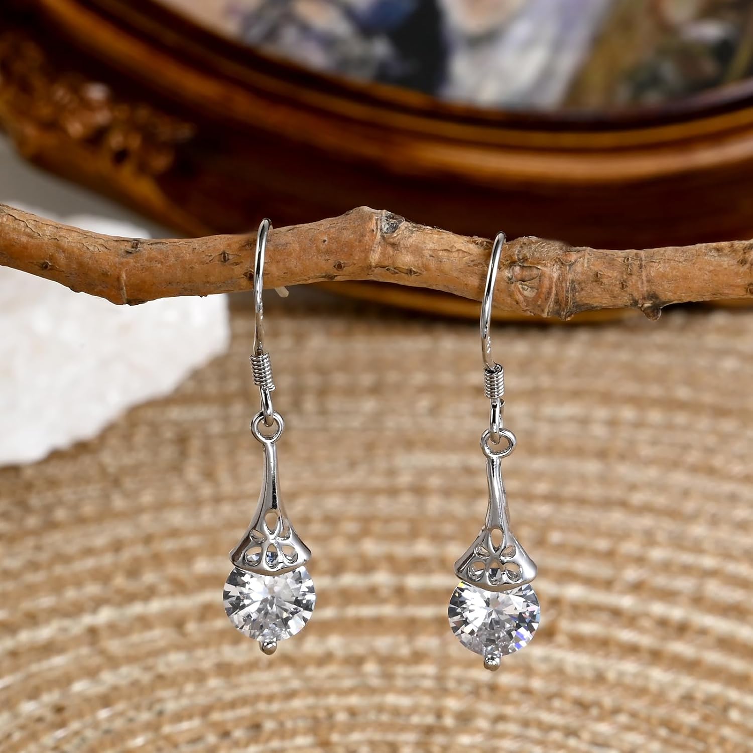 925 Sterling Silver Crystal Wedding Dangle Earrings Hypoallergenic Cubic Zirconia Gemstone Prom Jewelry - Image 7