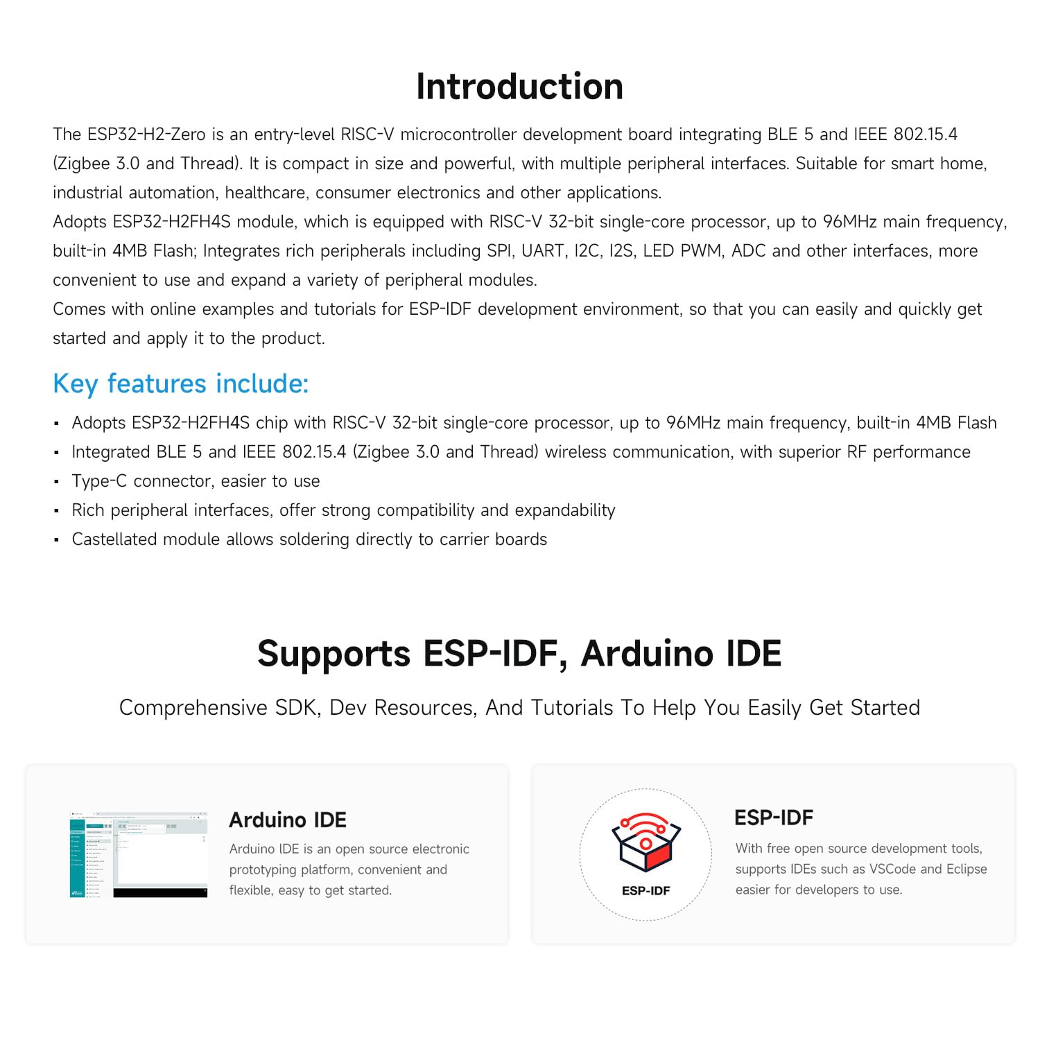 Waveshare ESP32-H2 Mini Development Board – 96MHz, 4MB Flash, BLE/Zigbee/Thread