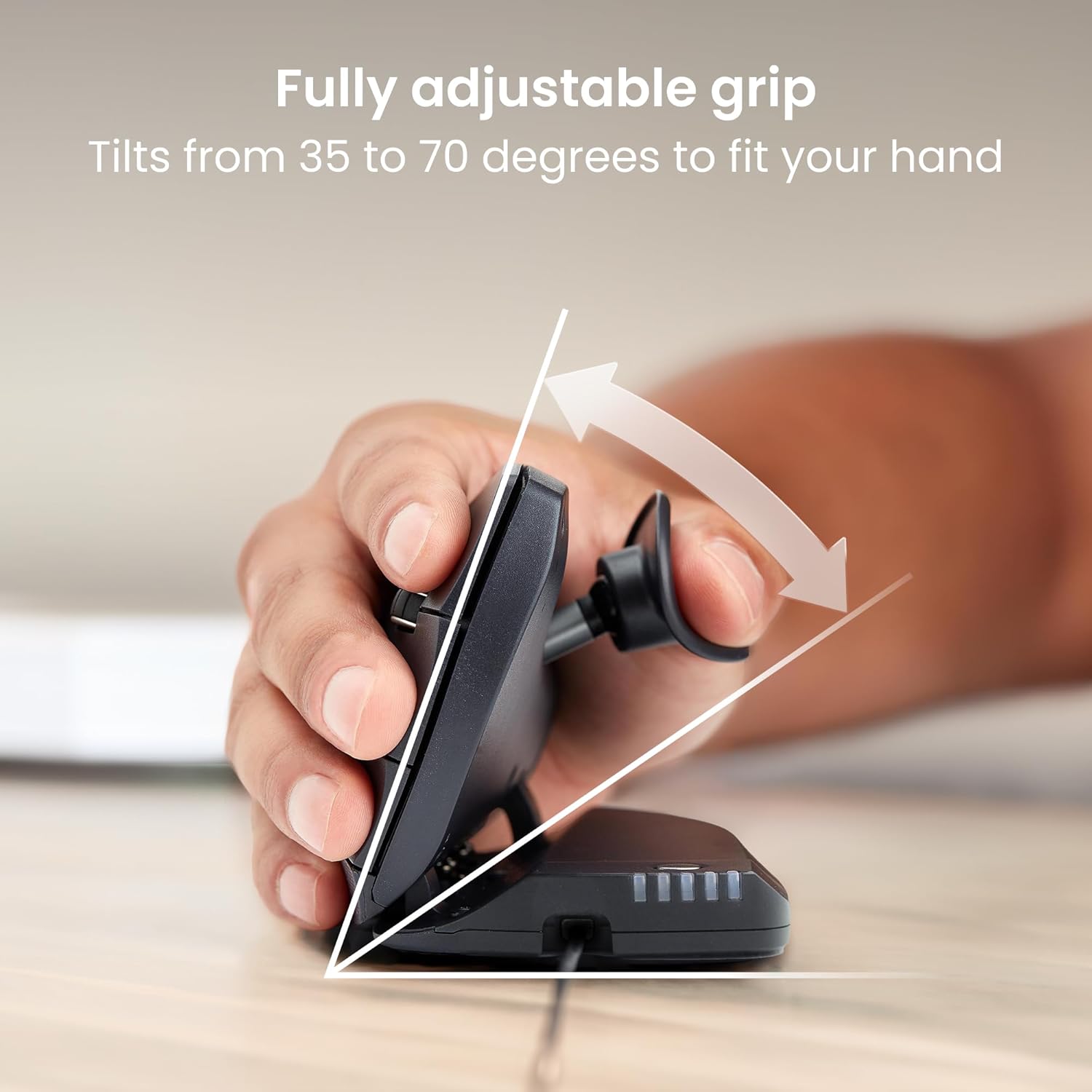 Hand adjusting the angle of the Unimouse