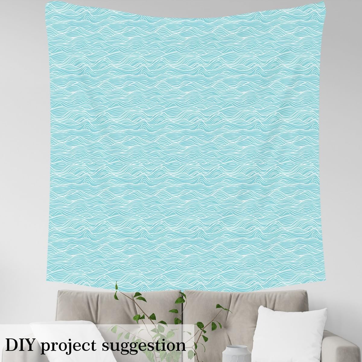 Upholstery Japanese Wave Fabric for Chairs Couch, Ocean Natural Outdoor Fabric by The Yard, Nautical Marine Sea Wave Theme Decorative Fabric for Upholstery and Home DIY Projects, 2 Yard, Green Blue