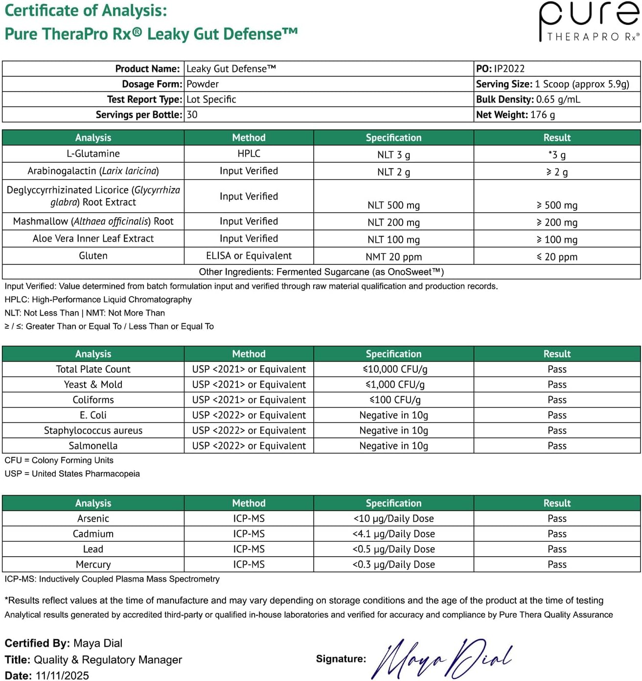 Pure Therapro Rx Leaky Gut Defense - Gut Health Supplement with L-Glutamine, Licorice Root Extract, Marshmallow Root, Aloe Leaf, Larch Arabinogalactan - Made in USA - 30 Servings Powder - Image 8