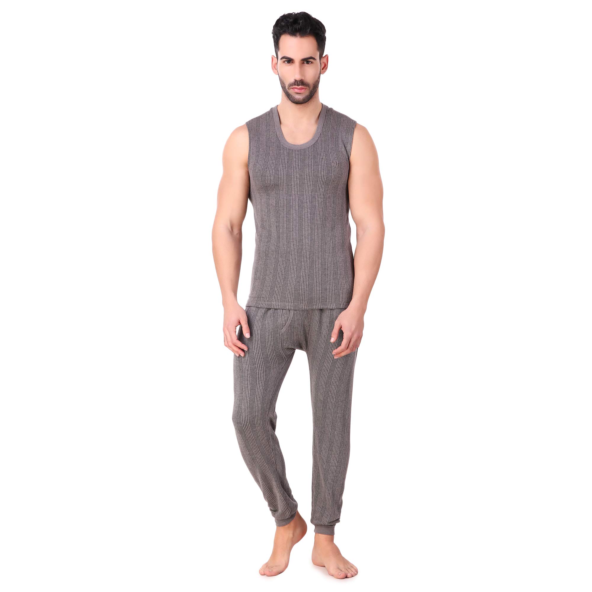HAP Men's Quilted Thermal Set: Sleeveless Mega Top and Trouser / 1 Set/Dark Grey/Premium Winter Innerwear