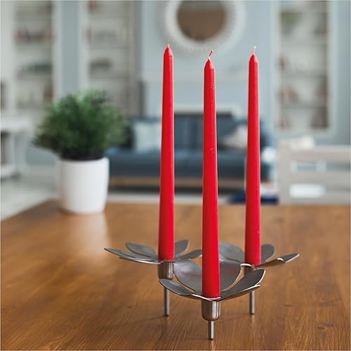Miniatura 6 de Paquete de 4 velas cónicas de 10 pulgadas, sin goteo y sin humo, para interior del hogar, sin perfume, color rojo ardiente de 8 horas para el hogar