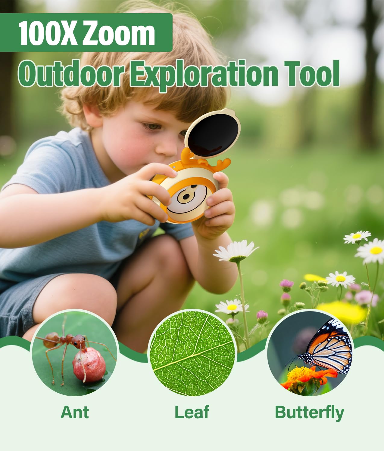 WADEO Microscopio per Bambini, [Scattare Foto e Registrare Video] [2.0" Schermo HD] Mini Portatile Microscopio Elettronico, Regalo Educativo per i 3-12 Anni