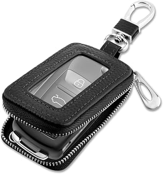 Stylish Car Key Fob Case with Sunroof&Keychain,Leather Car Key Fob Cover for Protection,Universal Key Covers Car Accessories Black