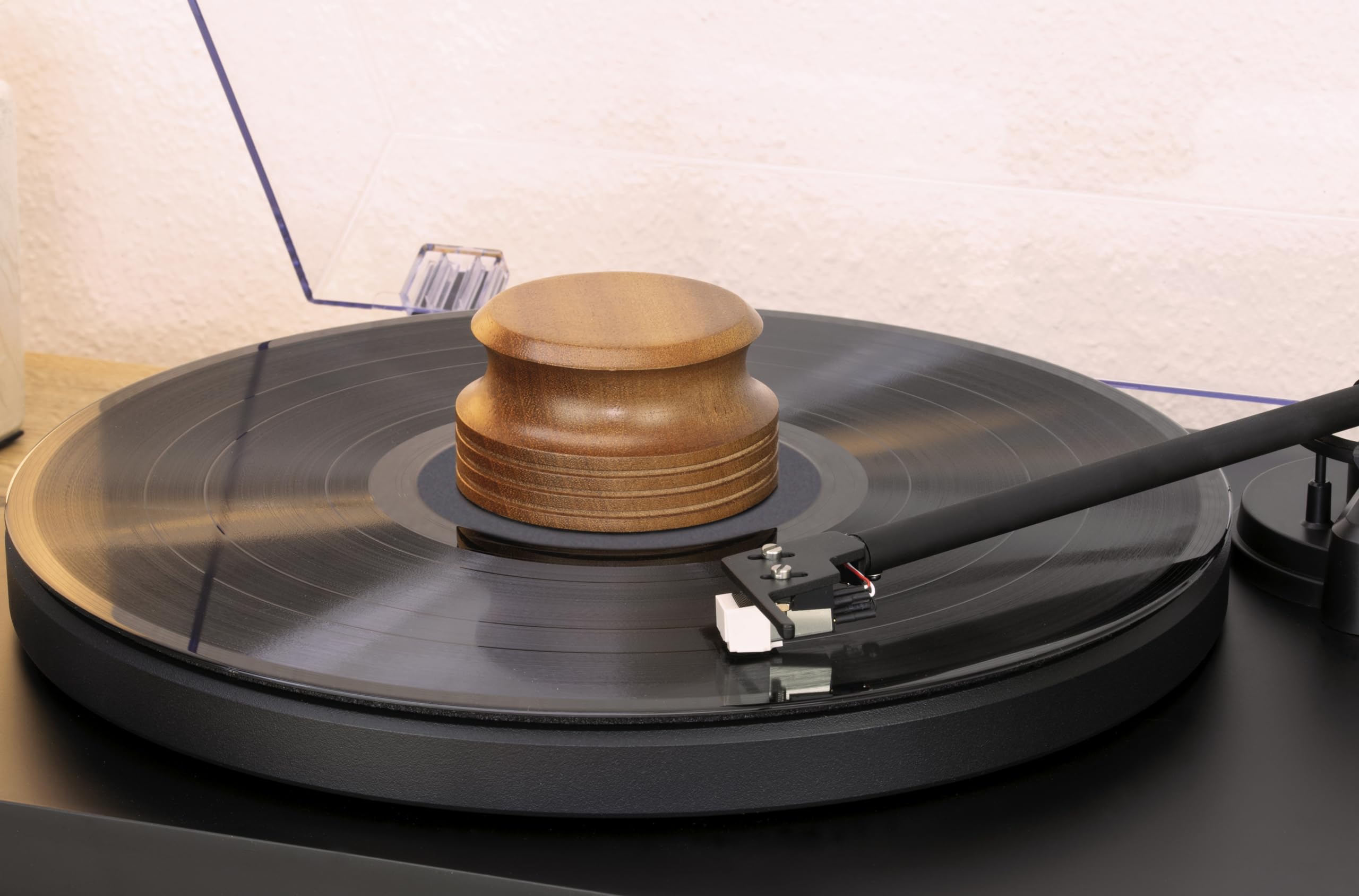Dynavox PST-300W Stabilisateur pour Platine Vinyle avec boîtier en Bois Sapelli 300 g