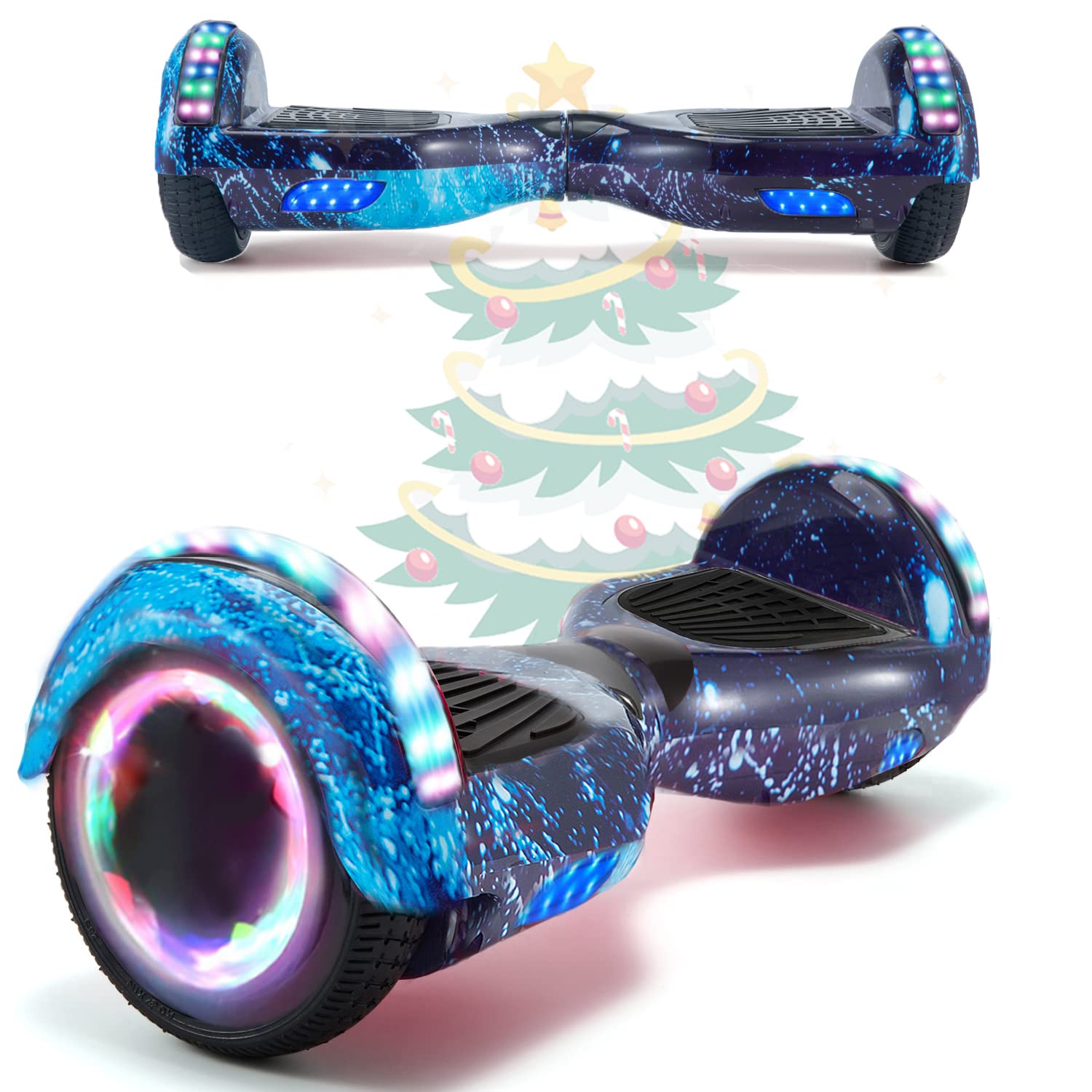 MJK 6.5'' Hoverboard Self Balancing Electric Scooter Off Road Segway with Bluetooth, UK Charger and LED Lights for Kids and Adults