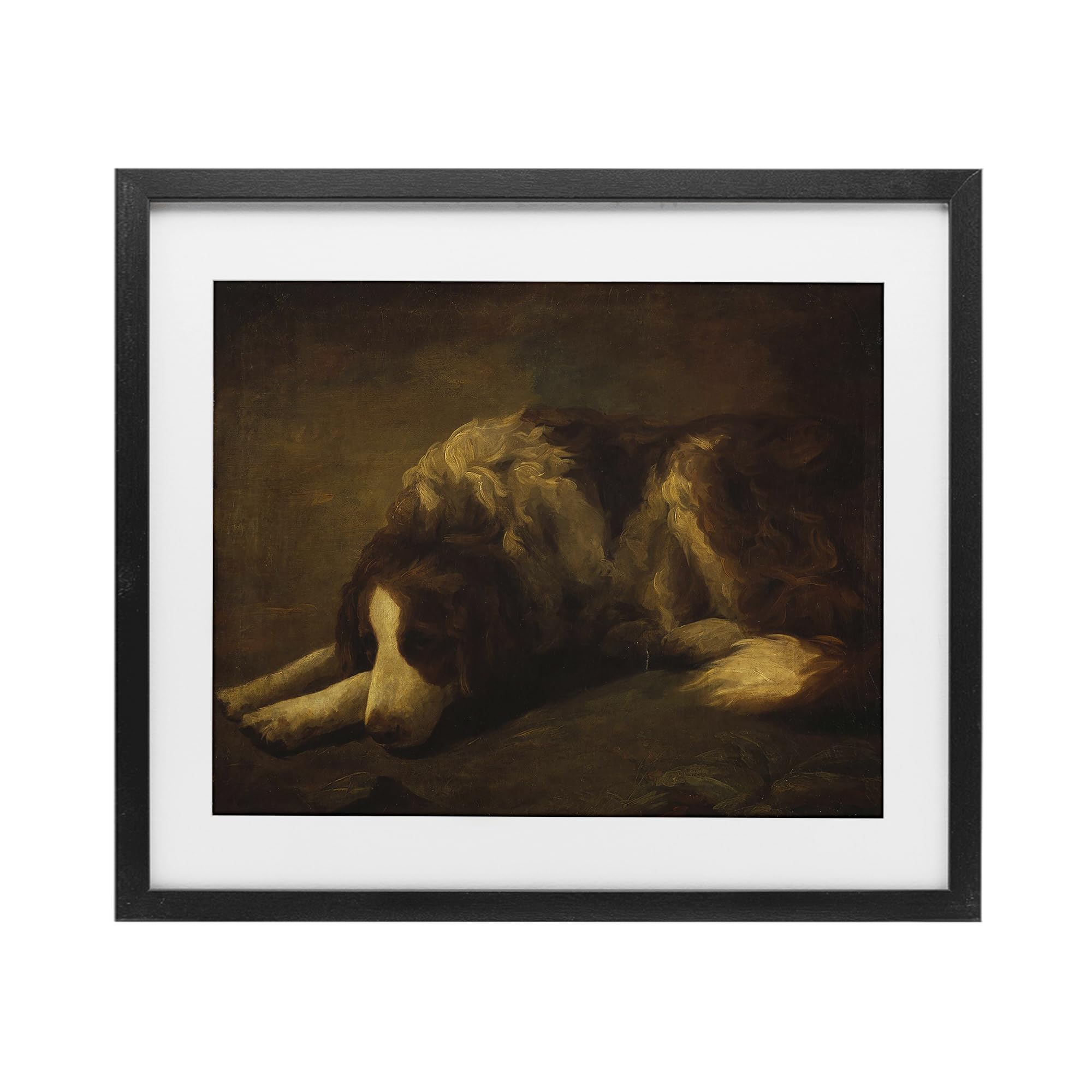 Stupell Industries 'Dim Lighted Classic Dog', Framed Print Under Glass, Black, 16 x 13 Inches, Easy to Hang and Sturdy, Made in USA, by Lil' Rue