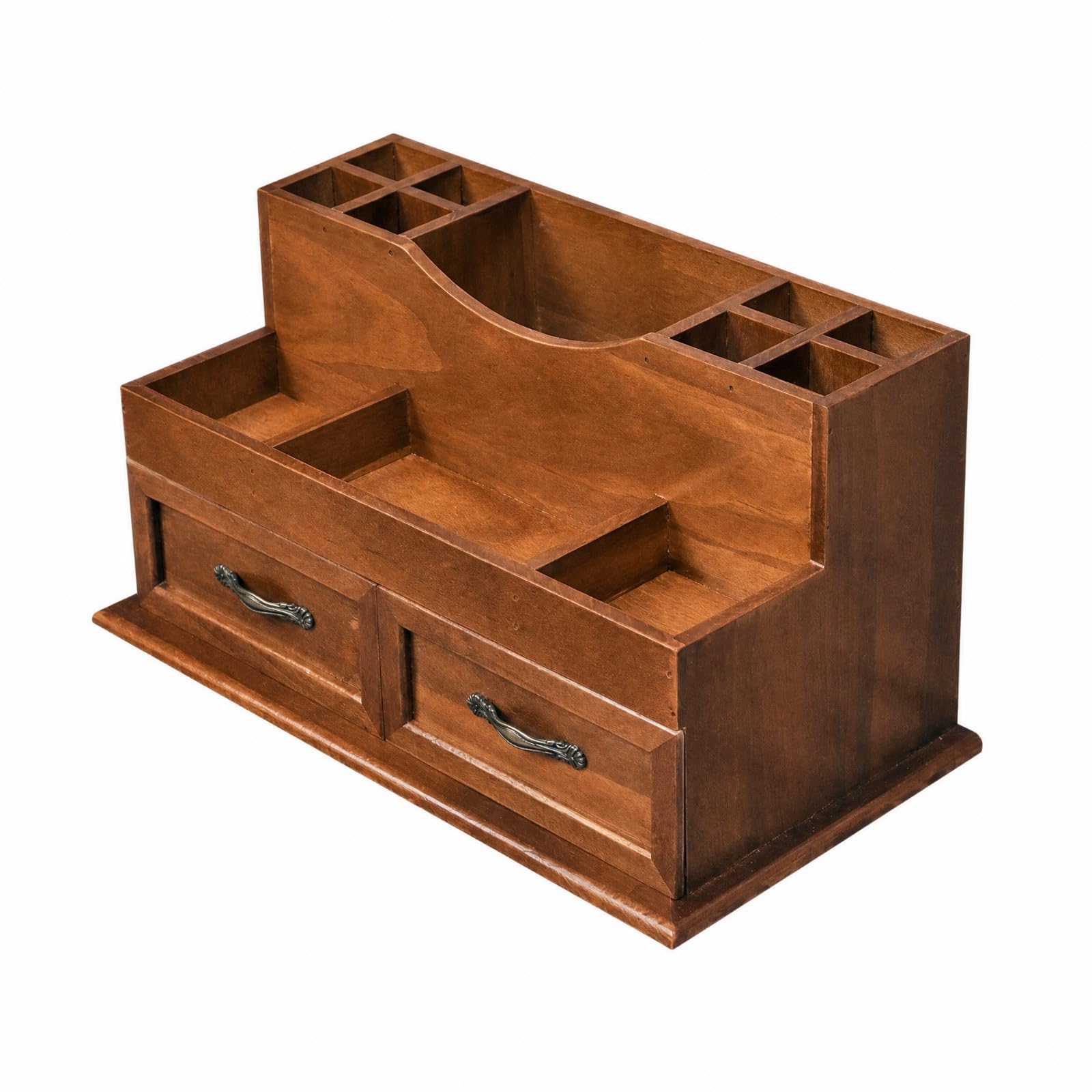 rockible Organizador Escritorio Escalonado Compacto Organizador Escritorio con Cajones Versátil para Espacios Pequeños, Marrón