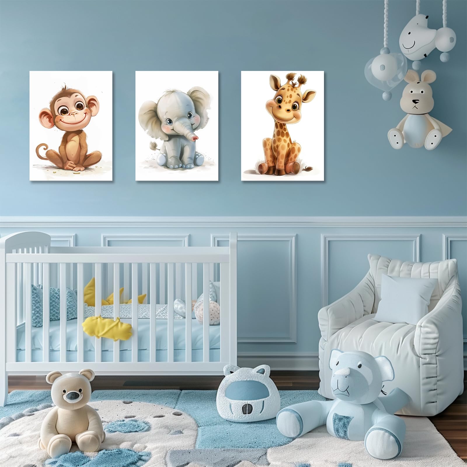 Stupell Kids Room 3-Piece Animal Wall Art Set - Elephant, Giraffe, Monkey Plaques, Each 10x15 Inches, Made In USA - View #11